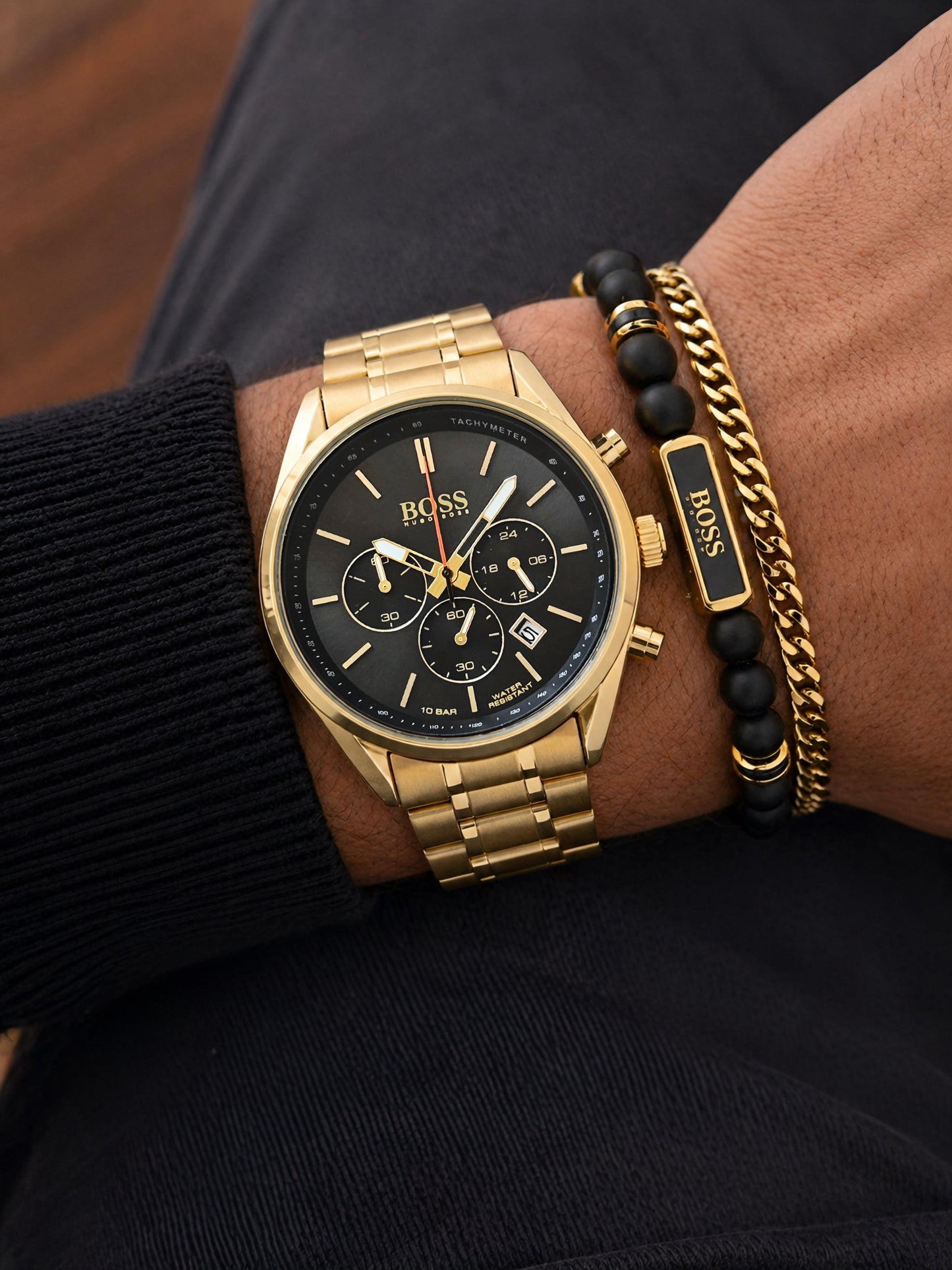 Gold Black Metal Watch
