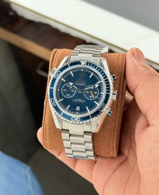 Silver Blue Chronograph Watch