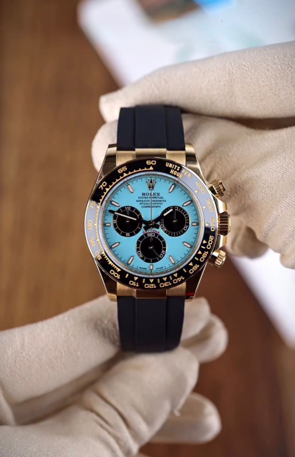 Black Blue Gold Chronograph Automatic Watch