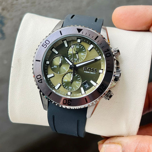 Black Green Chronograph Watch