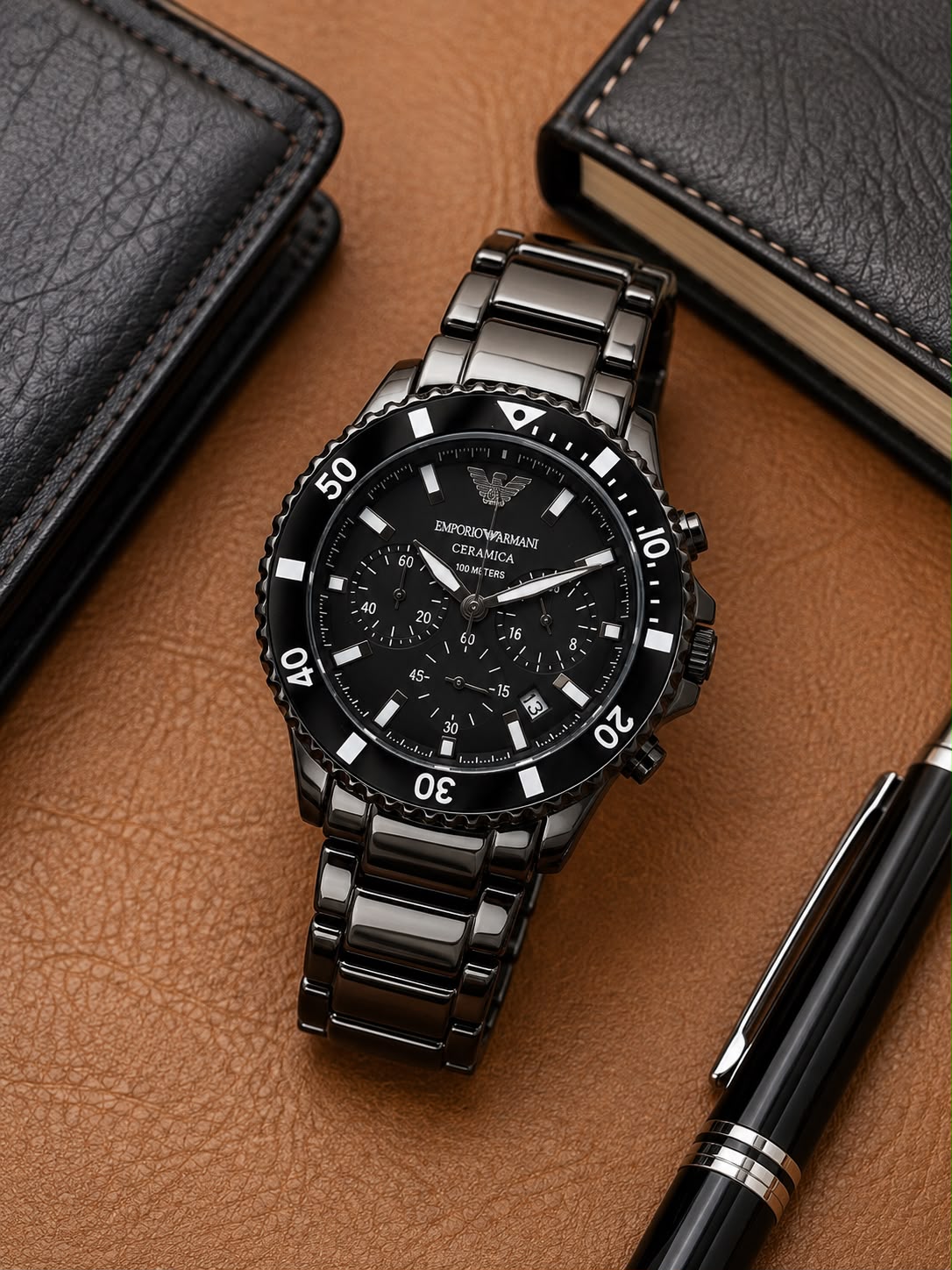 All Black Ceramic Chronograph Watch