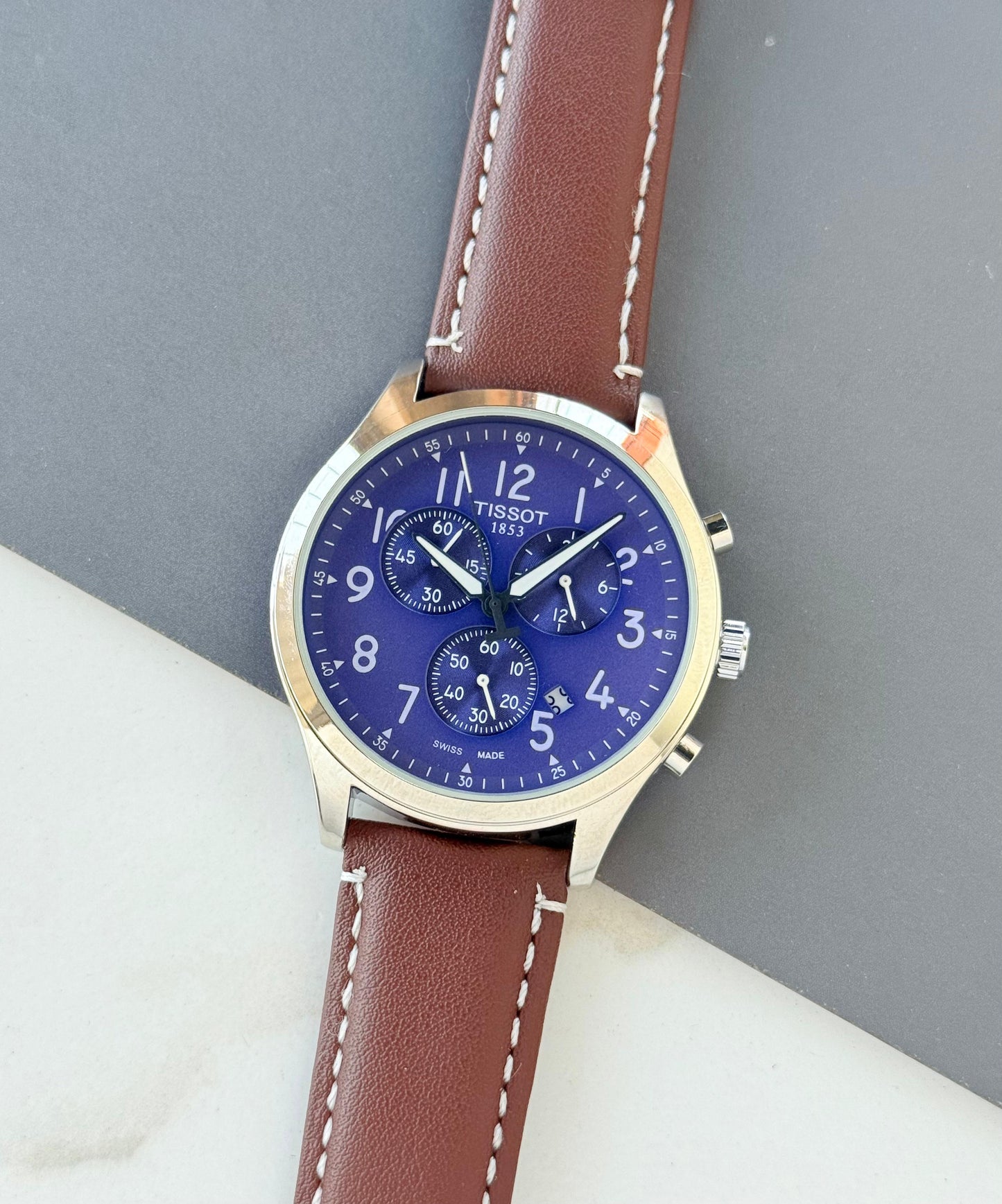Brown Blue Chronograph Watch