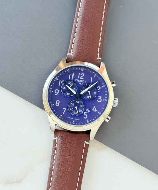 Brown Blue Chronograph Watch