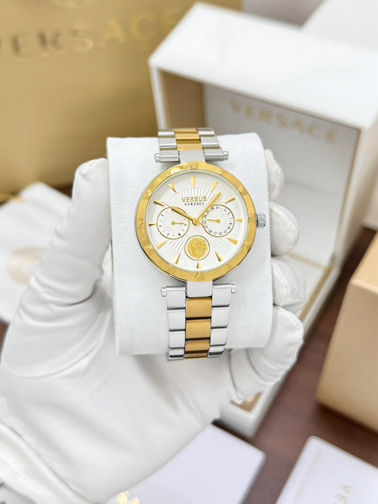 Rose Gold Silver Women's Metal Watch