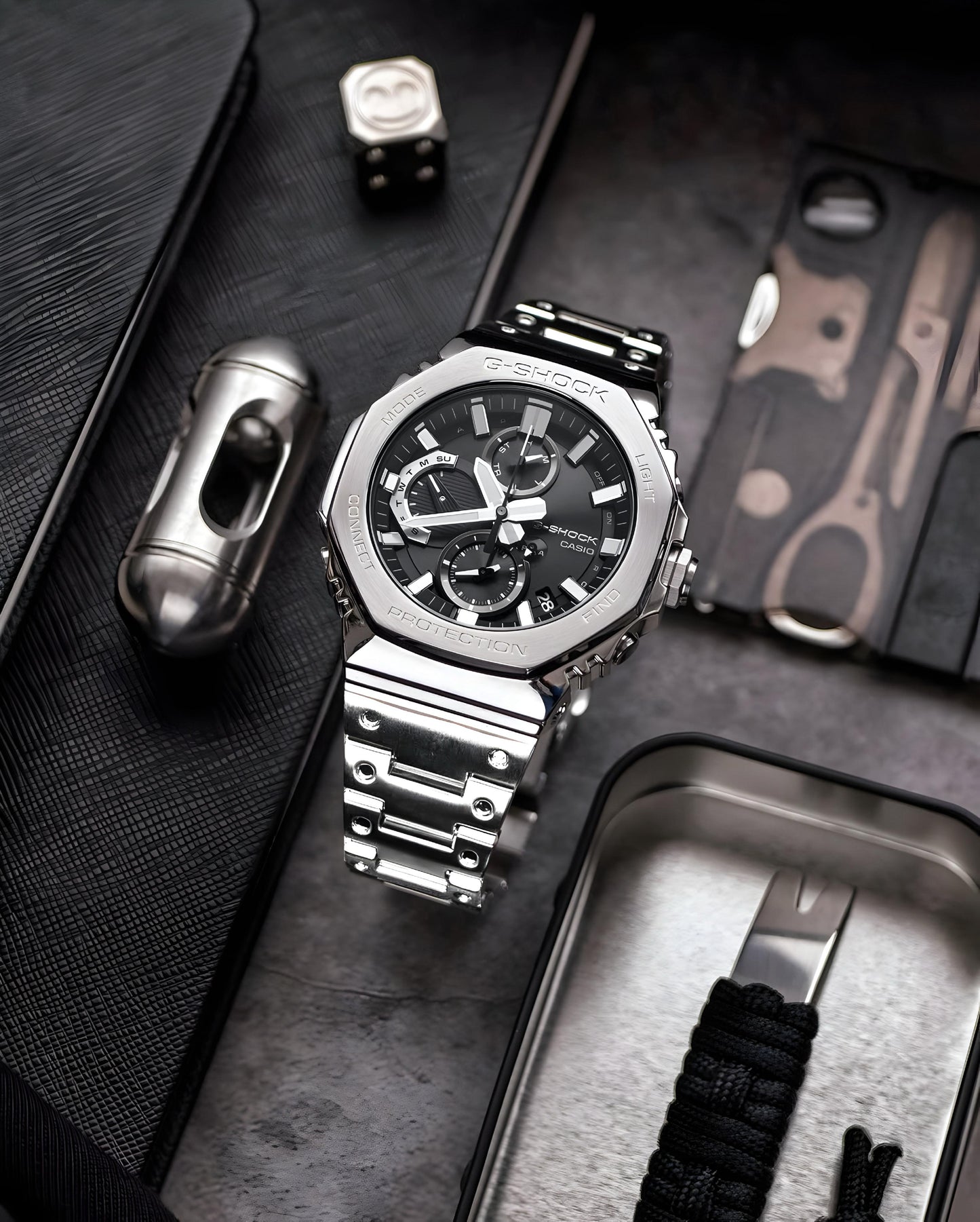 Silver Black Metal Watch