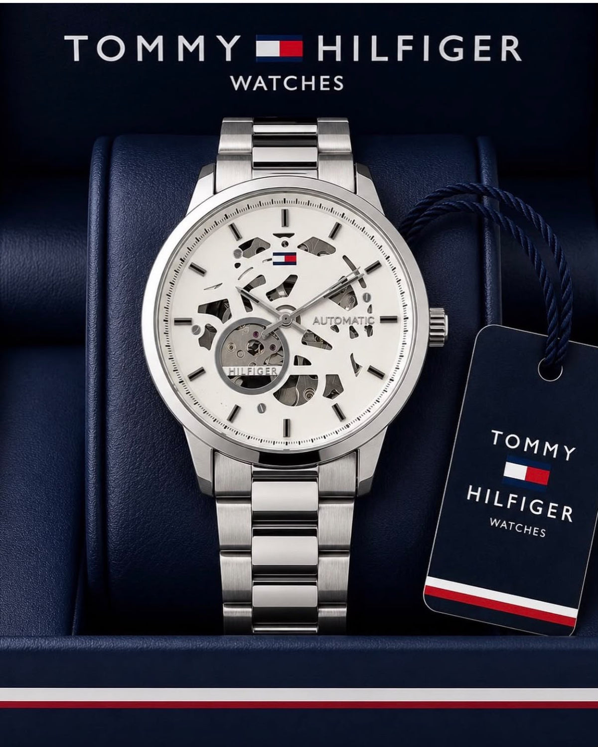 Silver White Automatic Watch