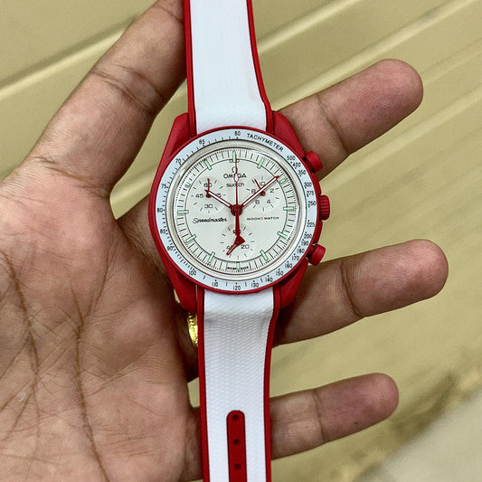 White Red Chronograph Watch