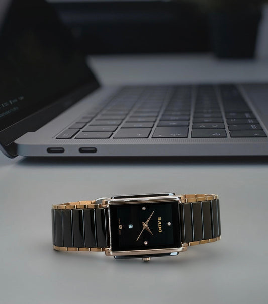 Black RoseGold Ceramic Mens Watch