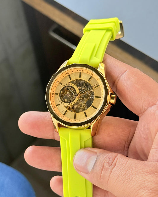 Full Yellow Automatic Fibre Watch