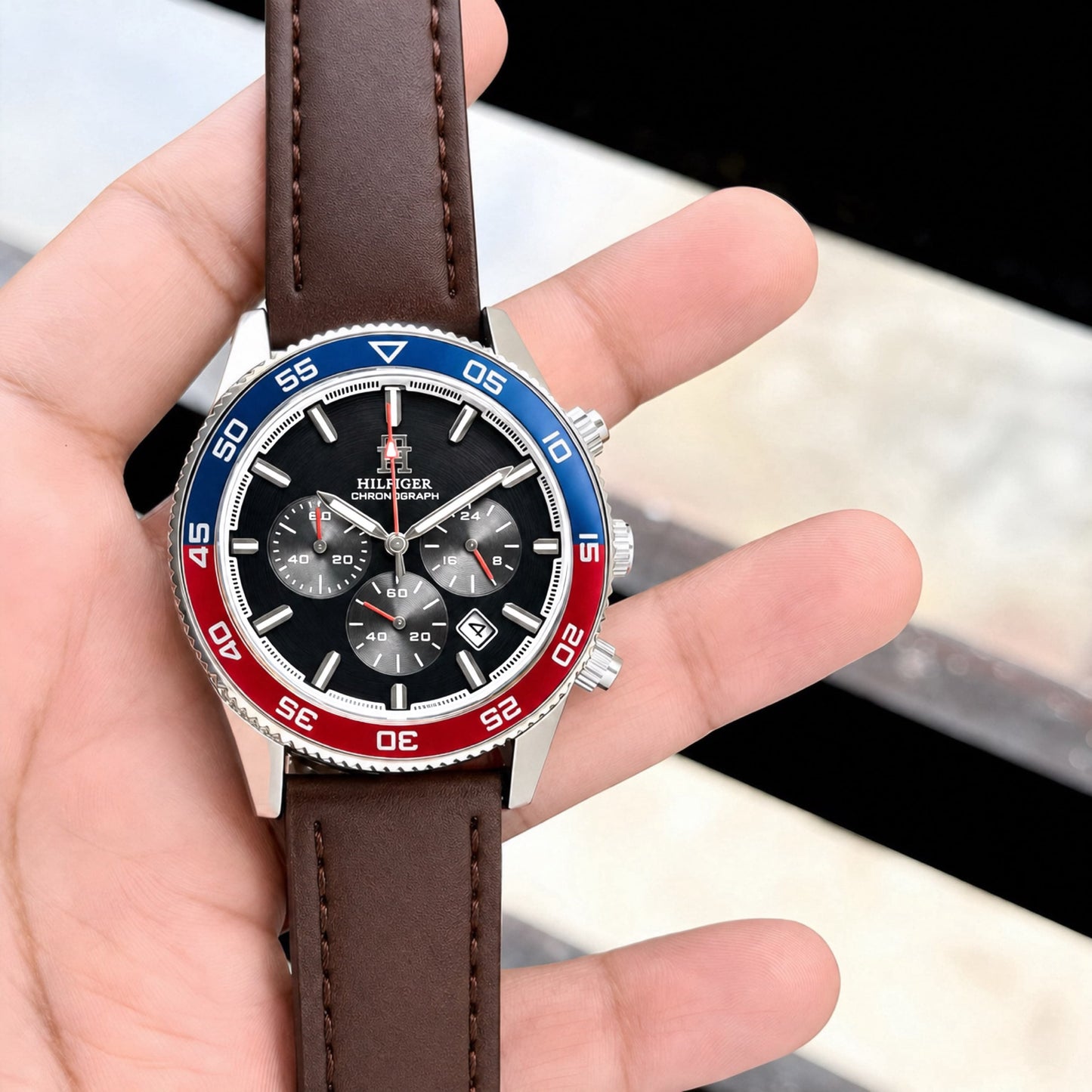 Brown Black Chronograph Watch
