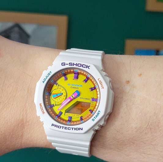 White Yellow Digital & Analog Watch
