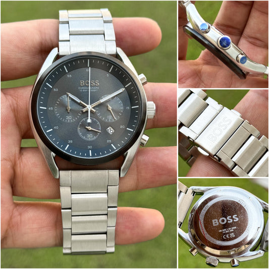 Silver Black Chronograph Watch