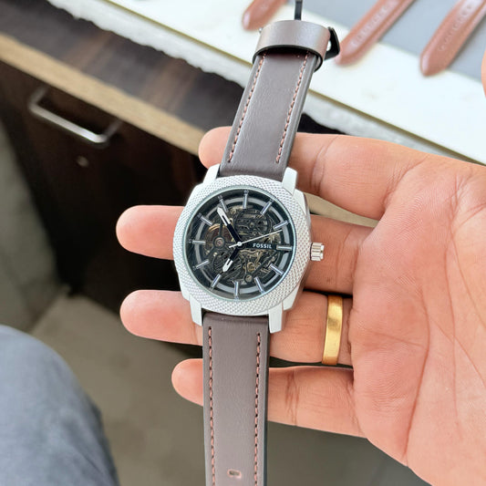 Brown Silver Automatic Watch
