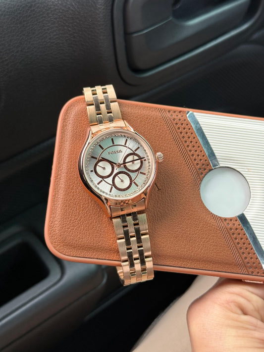 Rose Gold White Chronograph Women's Watch