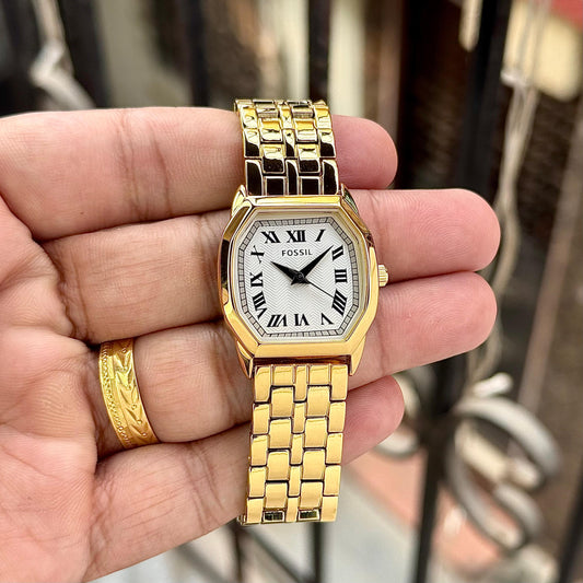 Gold White Women's Classic Watch