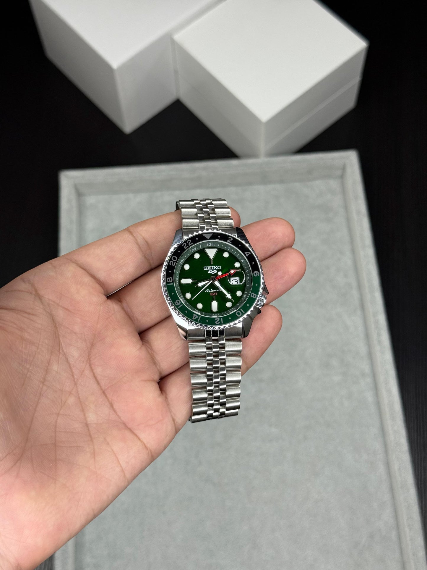 Silver Green Metal Watch
