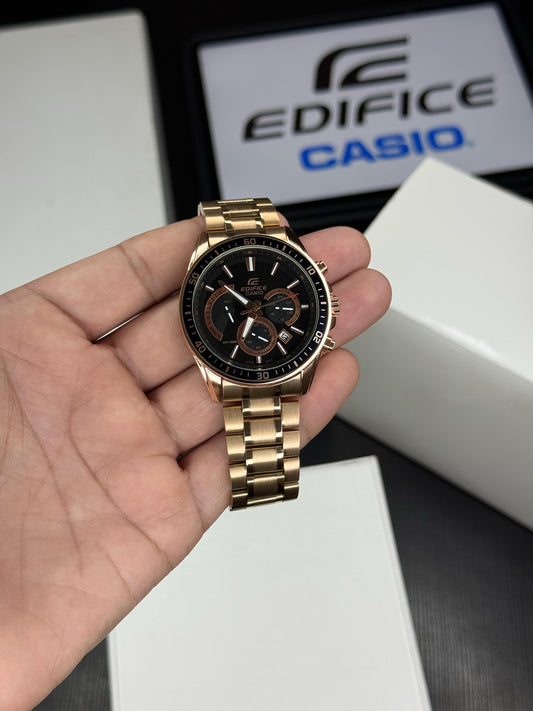 Rose Gold Black Metal Watch