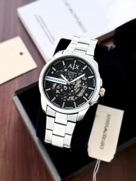 Silver Black Chronograph Watch
