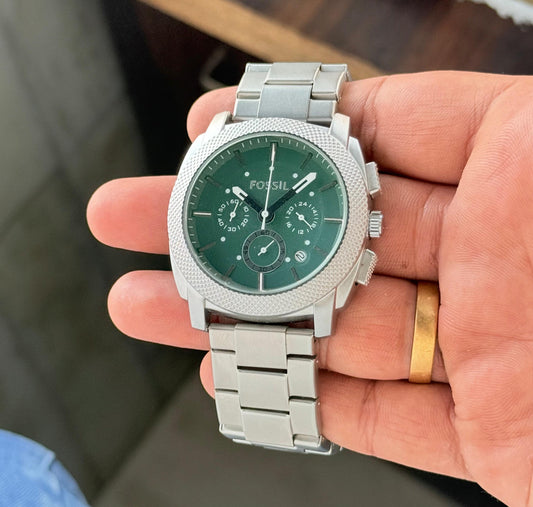 Silver Green Chronograph Watch