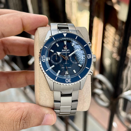 Silver Blue Chronograph Watch
