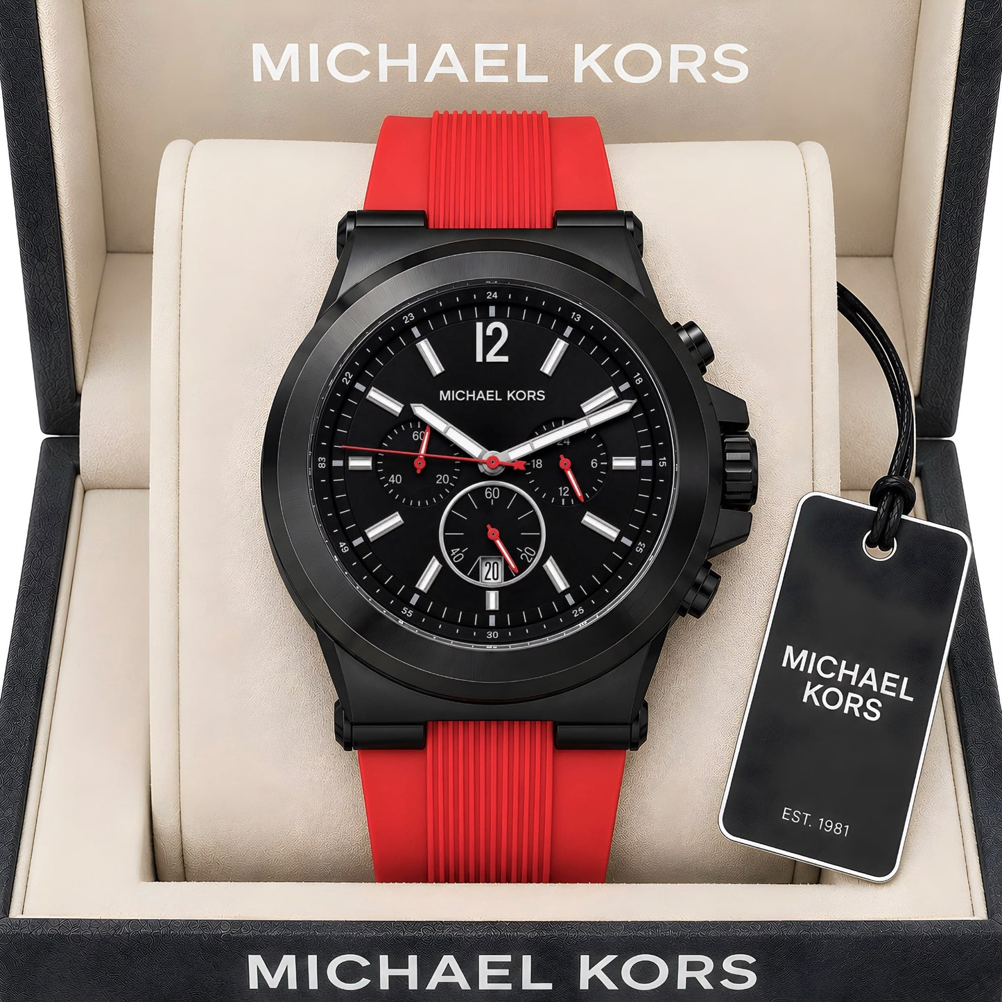 Red Black Chronograph Watch