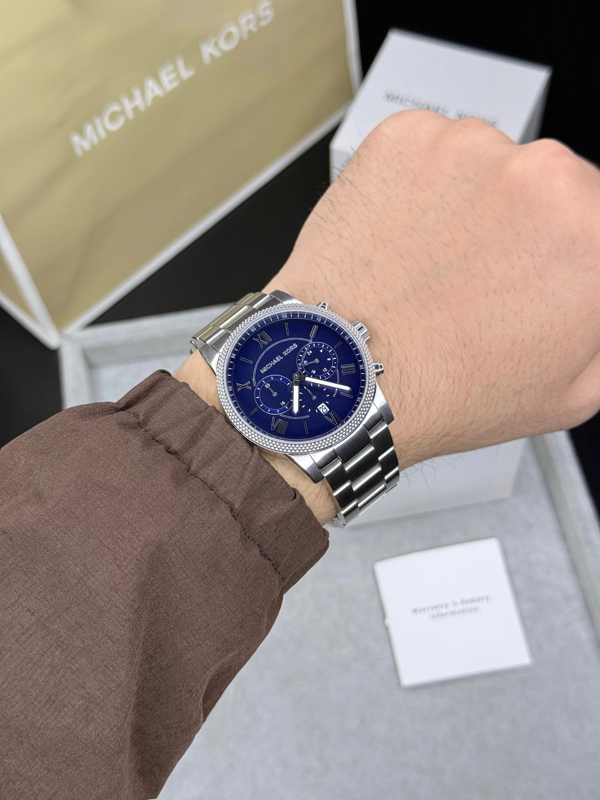 Silver Blue Chronograph Watch