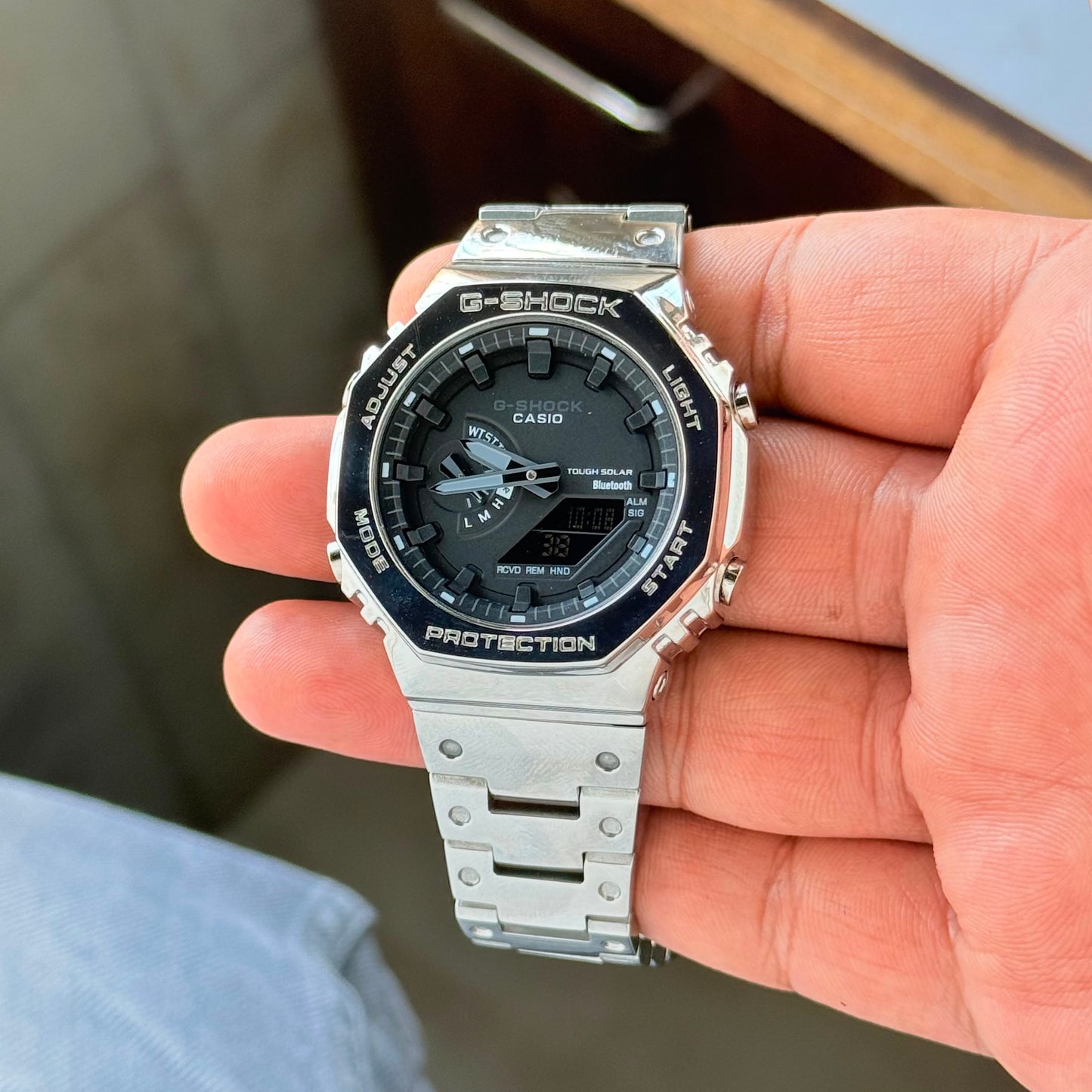 Silver Black Digital Watch