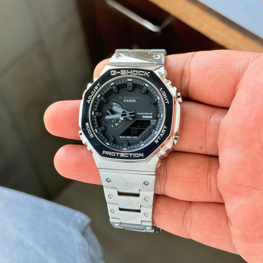 Silver Black Digital Watch