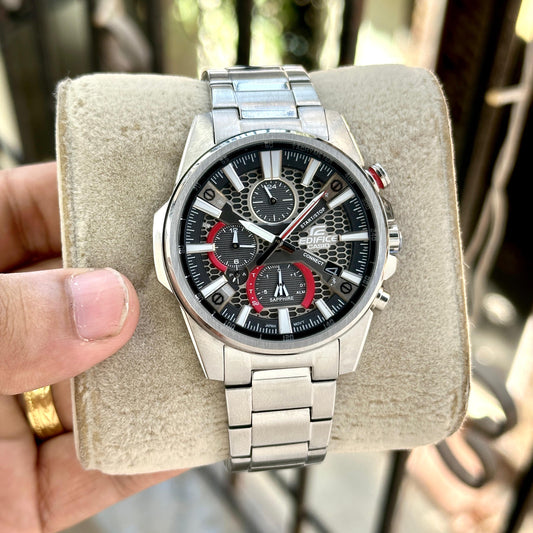 Silver Black Chronograph Watch