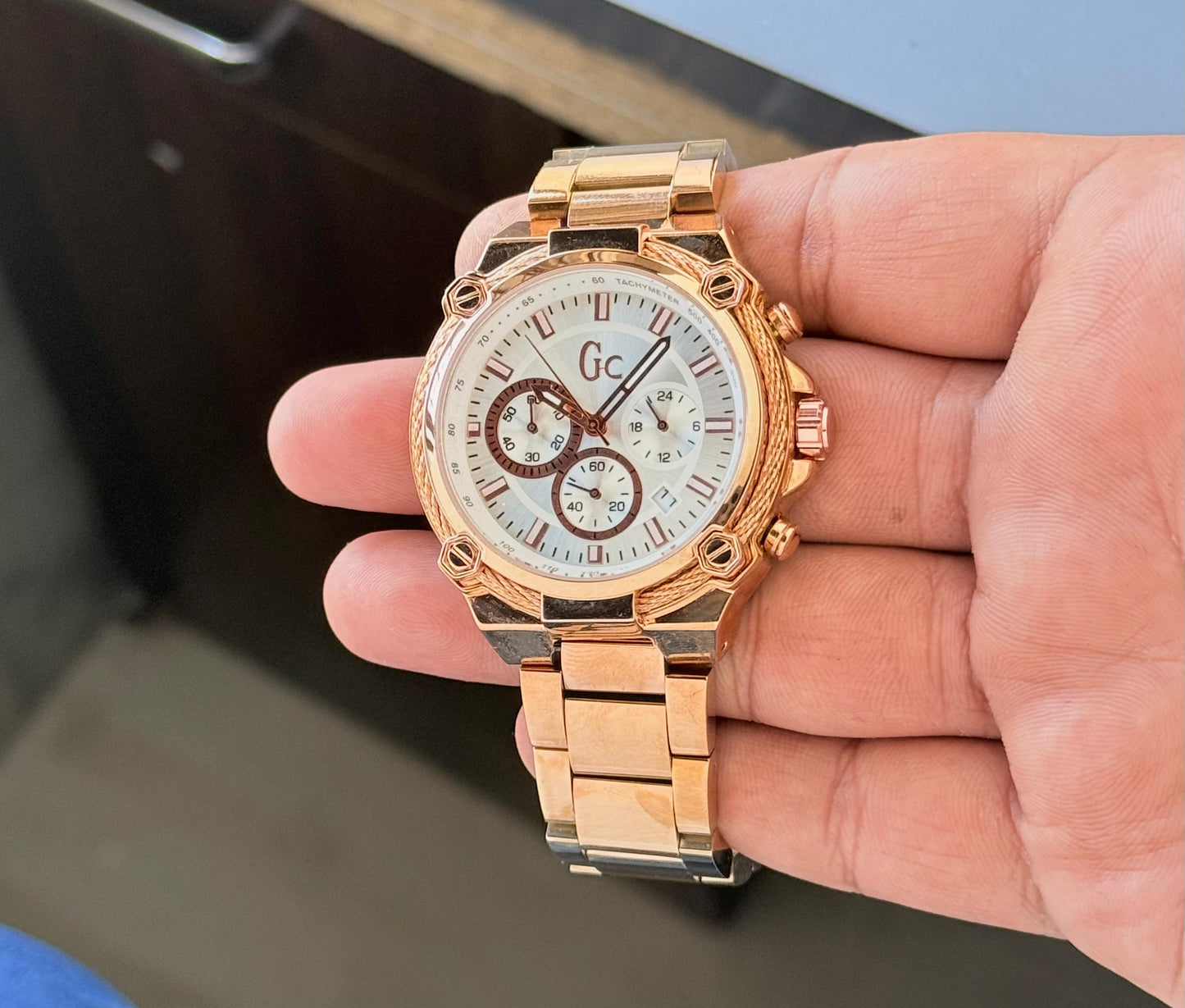 Rose Gold White Metal Watch