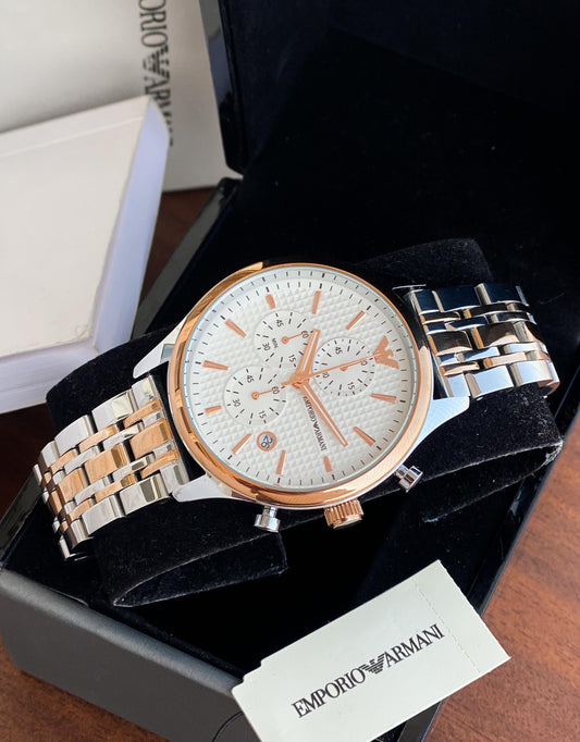 RoseGold Silver With White Dial