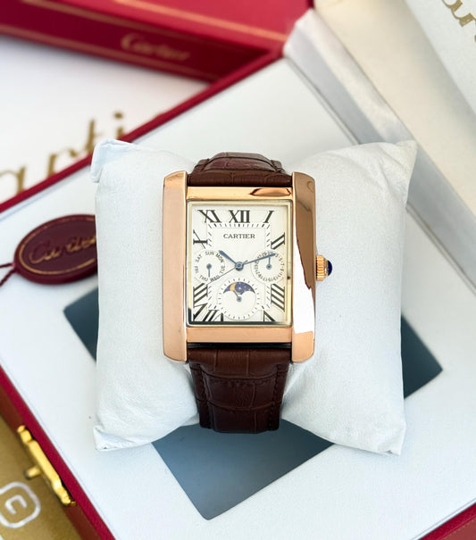 Brown RoseGold Square Watch