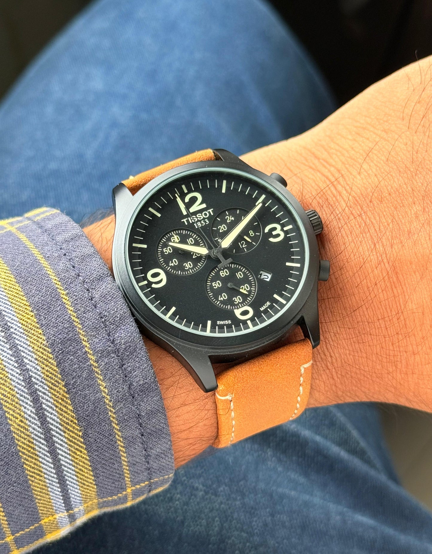 Tan Black Chronograph Watch