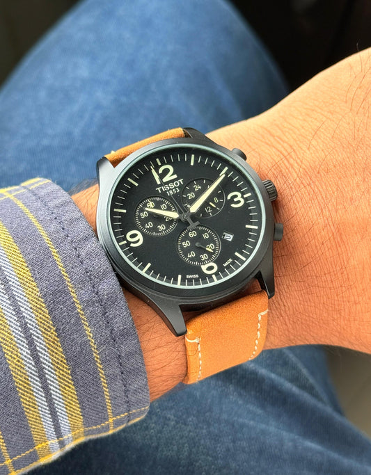 Tan Black Chronograph Watch