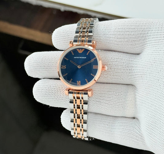Silver Rosegold Blue Dial