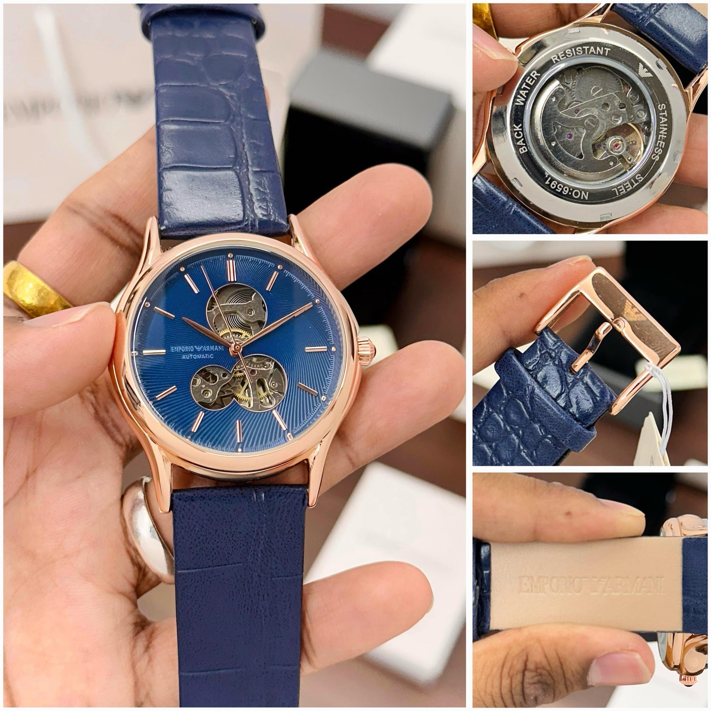 Blue RoseGold Automatic Watch