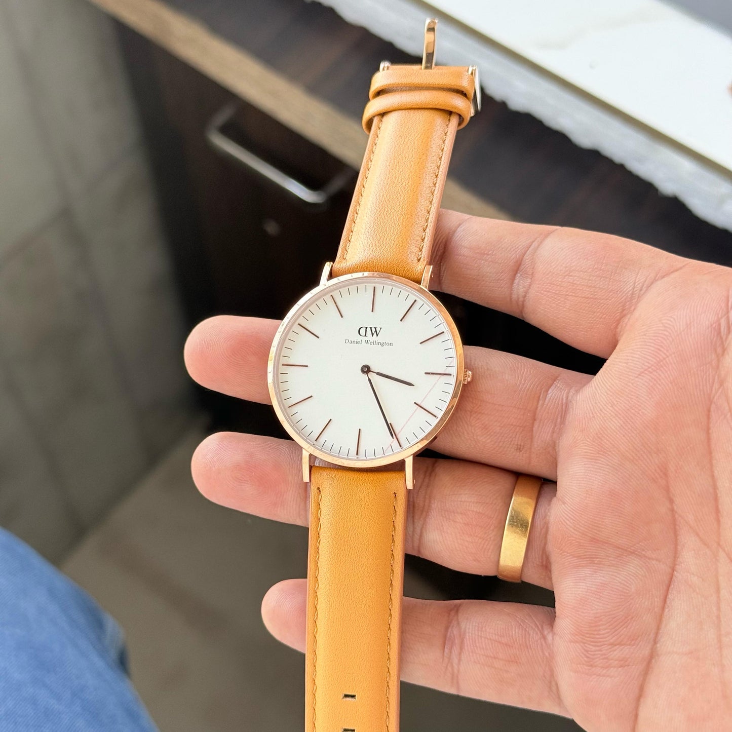 Tan Leather White Dial