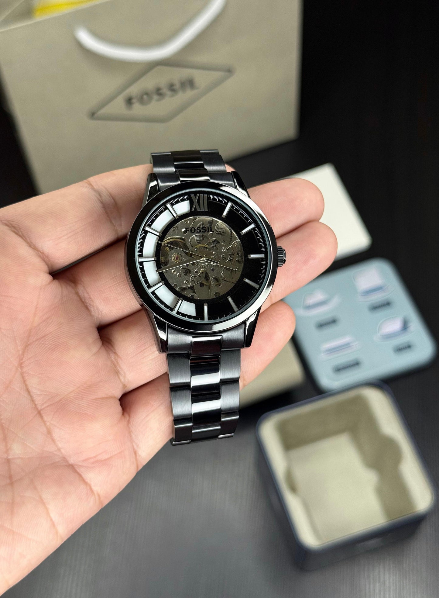 Black White Automatic Watch