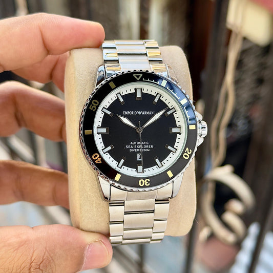 Silver Black Metal Watch