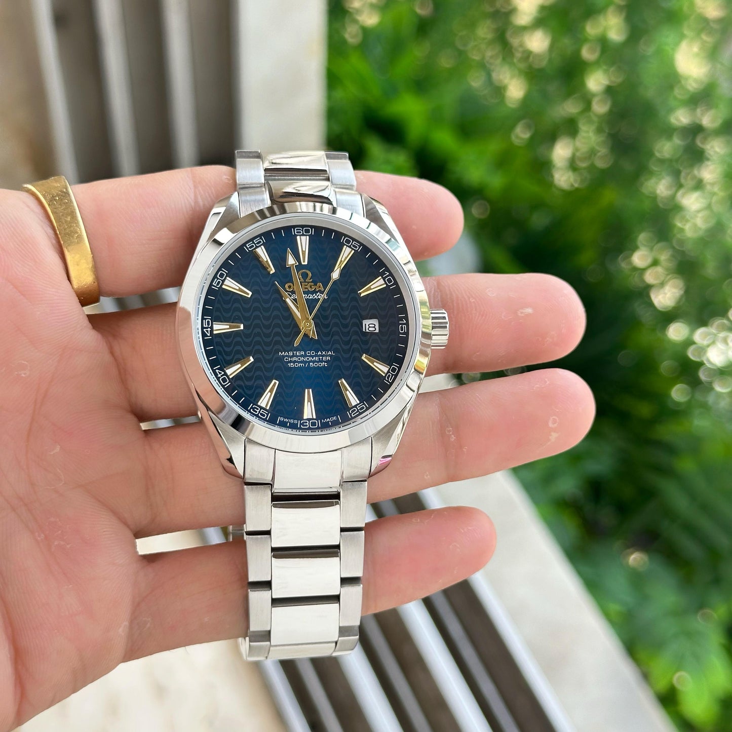 Silver Blue Metal Automatic Watch