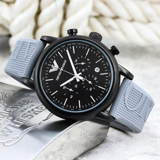 Grey Black Chronograph Watch