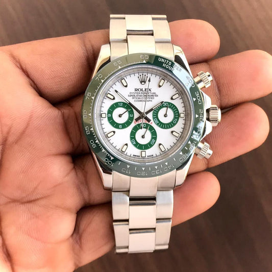 Silver Green Chronograph Automatic Watch