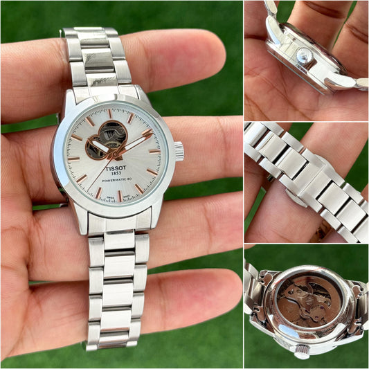 All Silver Automatic Watch For Her