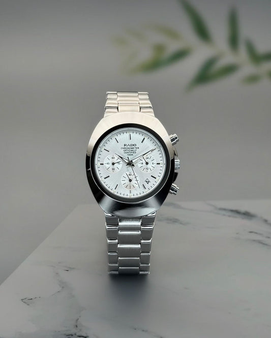 Silver White Chronograph Watch