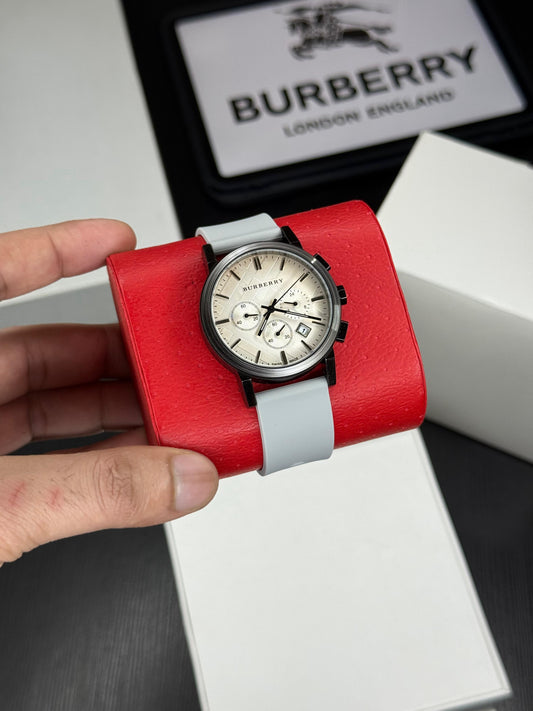 Grey White Chronograph Watch