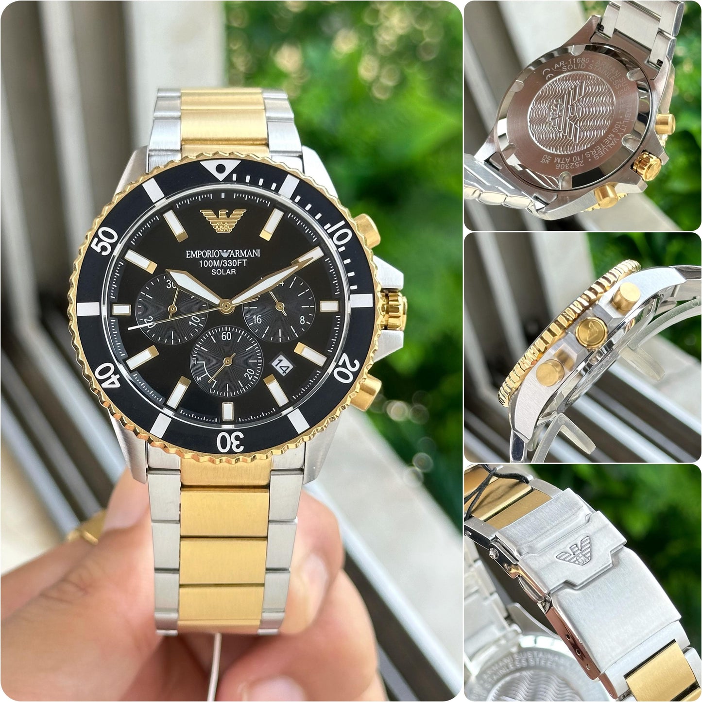 Silver Gold Black Chronograph Watch