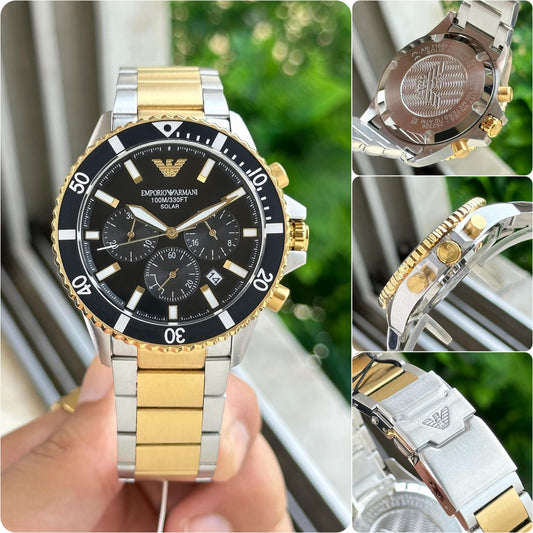 Silver Gold Black Chronograph Watch