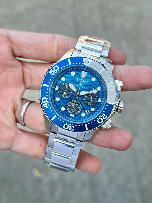 Silver Blue Ultra Premium Chronograph Watch