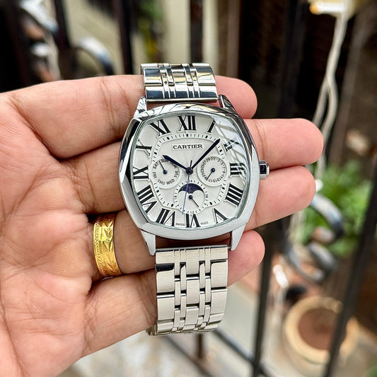 All Silver Chronograph Watch