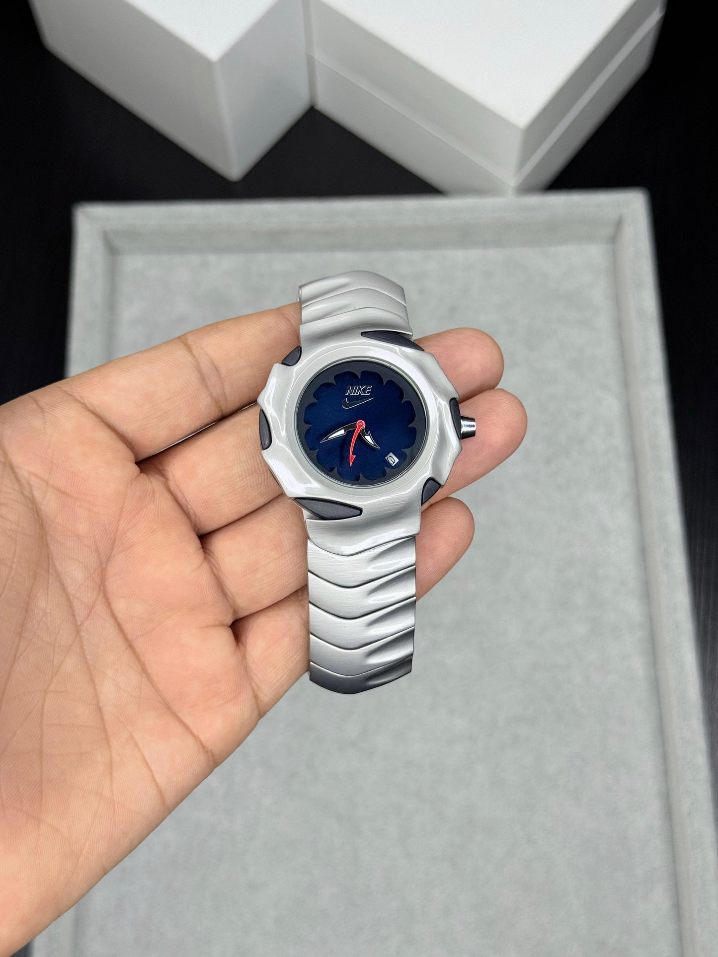 Silver Blue Blade Watch